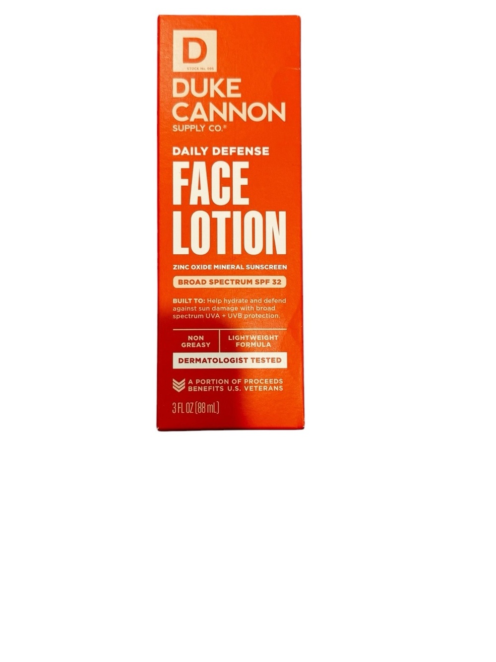 Duke Cannon Daily Defense Face Lotion SPF 32 - Orange